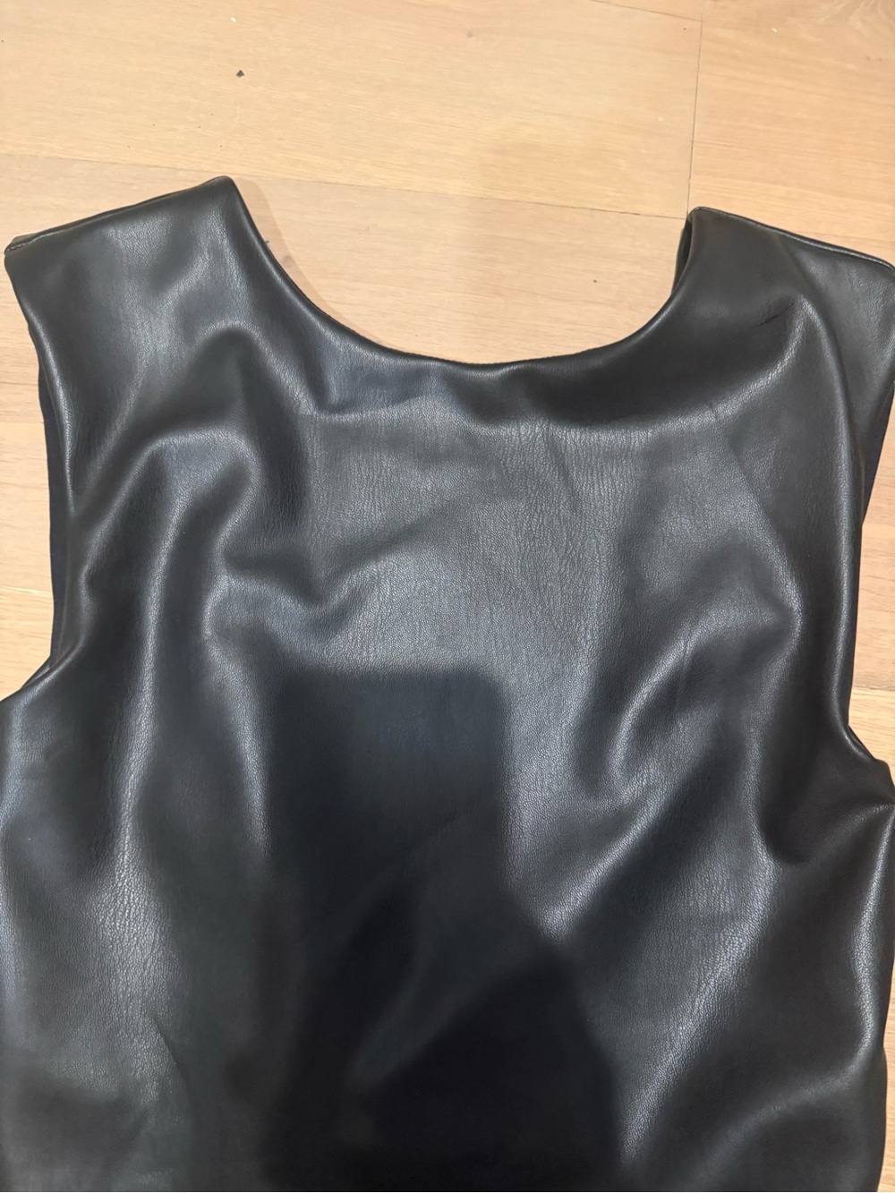 Forever 21 Black Faux Leather One-Piece Bodysuit - Picture 2 of 4